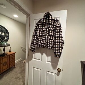 Black Cream Short Boucle Jacket